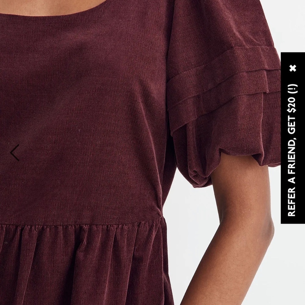 Madewell Berry velvet tiered dress